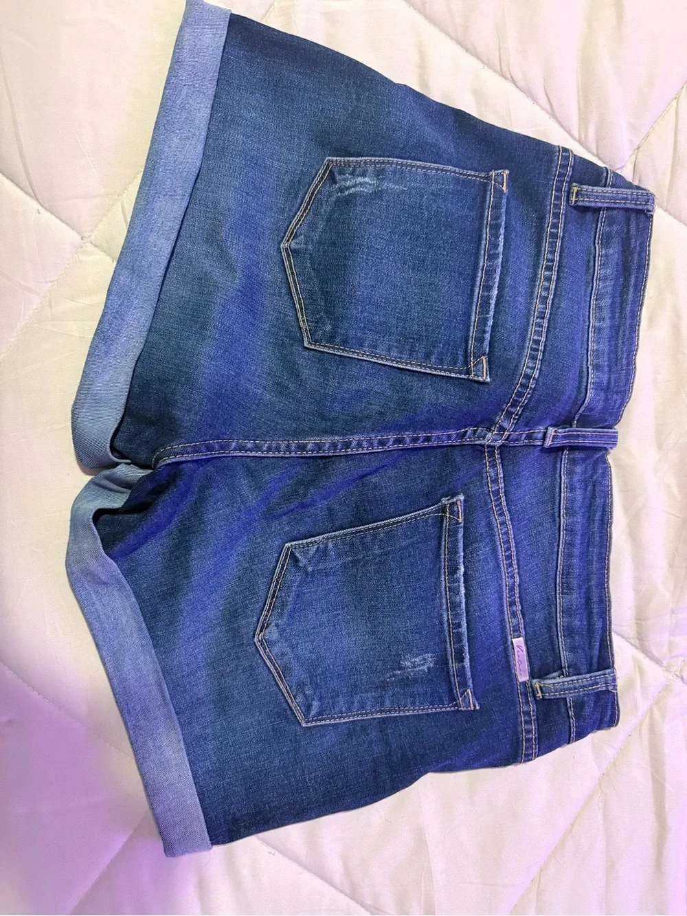 KanCan Dark Blue Distressed Cuffed Denim Shorts